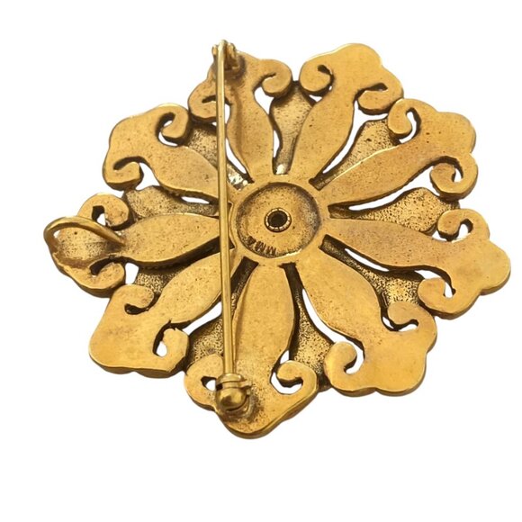 VTG MMA USA METROPOLITAN MUSEUM OF ART GOLD TONE FLOWER STONE PENDANT BROOCH PIN - Picture 5 of 8